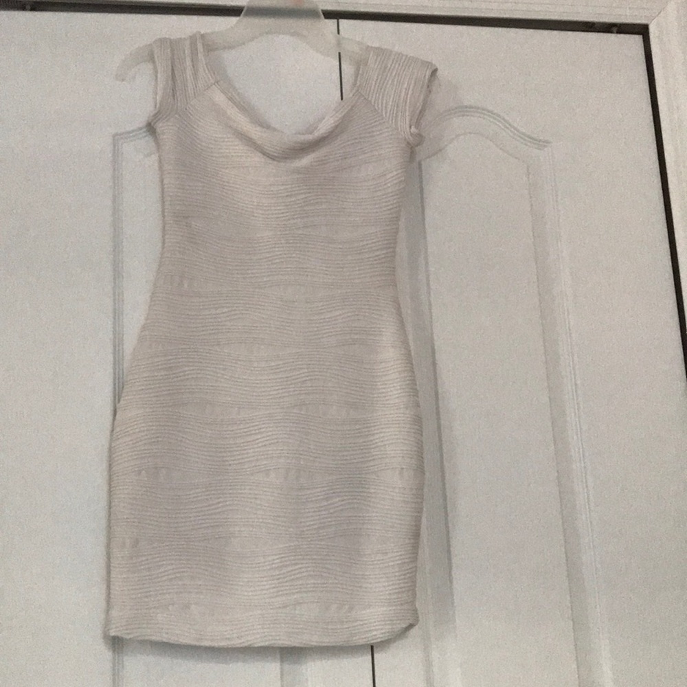 White fully ruached dress